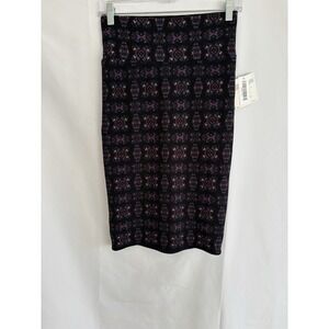 LuLaRoe NWT Multicolored Black & Purple Cassie Pencil Skirt Size XS